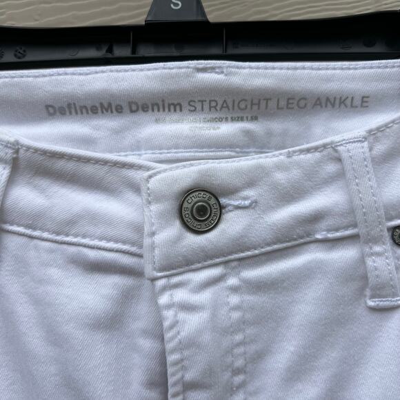 Chico’s DefineMe Denim Straight Leg Ankle Jeans White Women’s Size 1.5 (US 10) - Picture 3 of 10